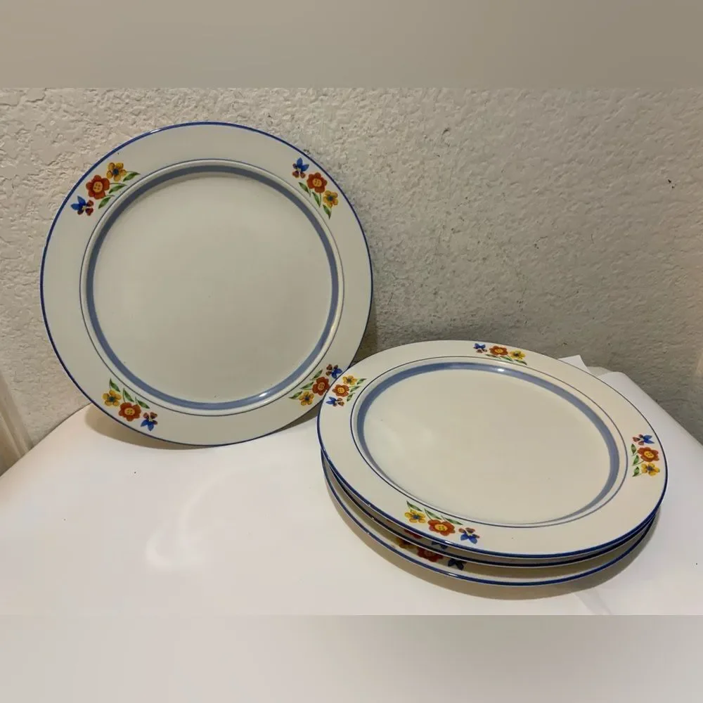 4 International Stoneware Dynasty Collection Sassafras 1678 Dinner Plates G6